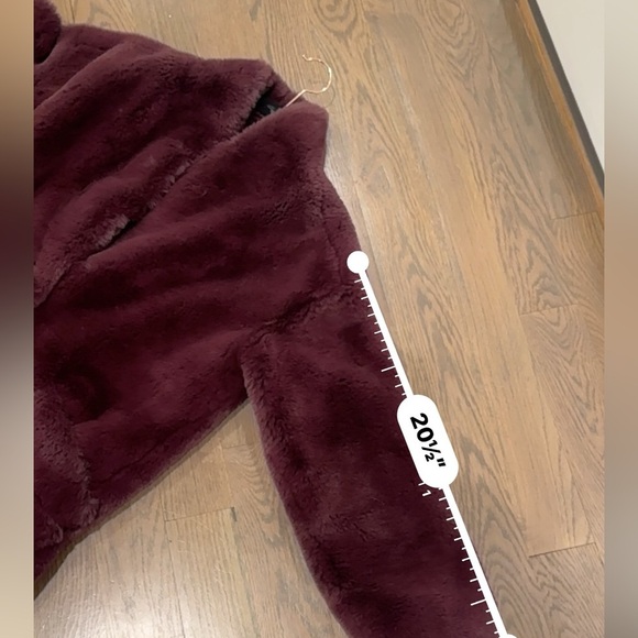 ABERCROMBIE & Fitch burgundy maroon red faux fur shearling coat cozy S y2k - Picture 9 of 13